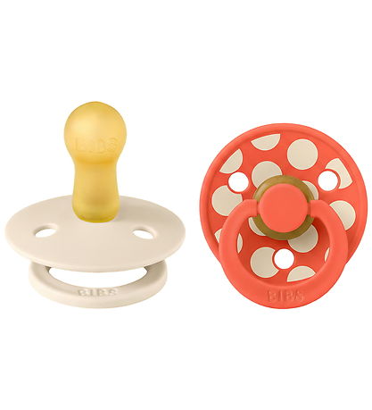 BIBS Studio Colour Sutter - Str. 2 - Rund - 2-pak - Ivory/Tango