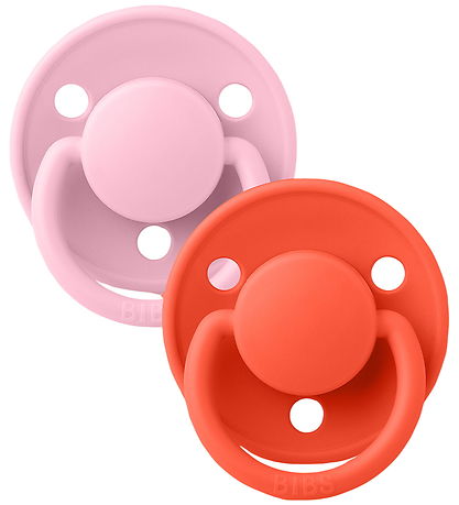 BIBS De Lux Sutter - Silikone - Rund - 2-pak - Baby Pink/Tango