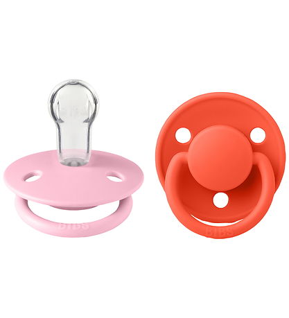 BIBS De Lux Sutter - Silikone - Rund - 2-pak - Baby Pink/Tango