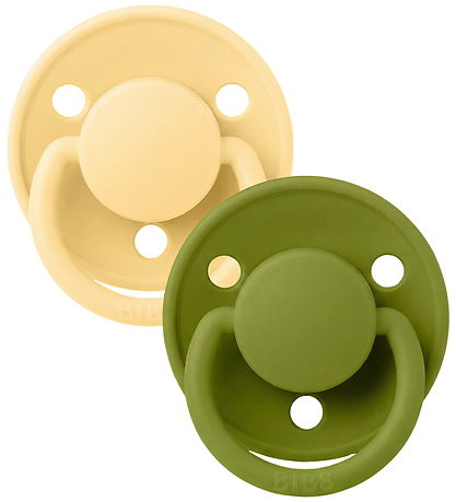 BIBS De Lux Sutter - Silikone - Rund - 2-pak - Pale Butter/Wasab
