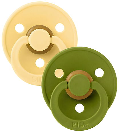 BIBS Colour Sutter - Str. 1 - Rund - 2-pak - Pale Butter/Wasabi