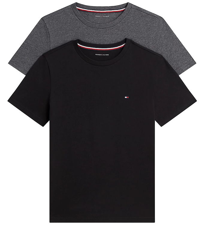 Tommy Hilfiger T-shirts - 2-pak - Sort/Mørkegråmeleret