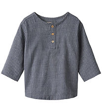 Wheat Skjorte - Bjørk - Greyblue Slub Stripe