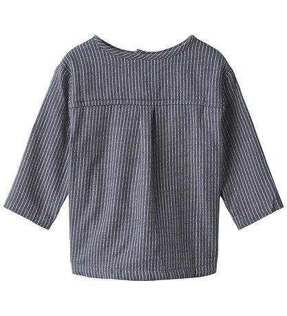 Wheat Skjorte - Bjørk - Greyblue Slub Stripe