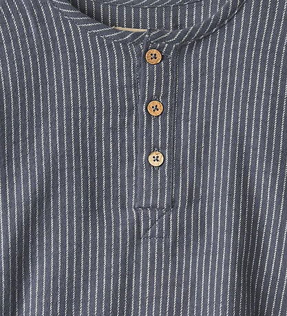 Wheat Skjorte - Bjørk - Greyblue Slub Stripe