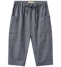 Wheat Bukser - Arne - Greyblue Slub Stripe
