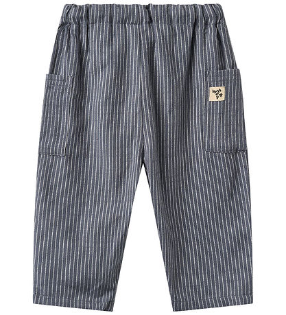 Wheat Bukser - Arne - Greyblue Slub Stripe