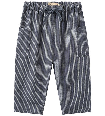 Wheat Bukser - Arne - Greyblue Slub Stripe