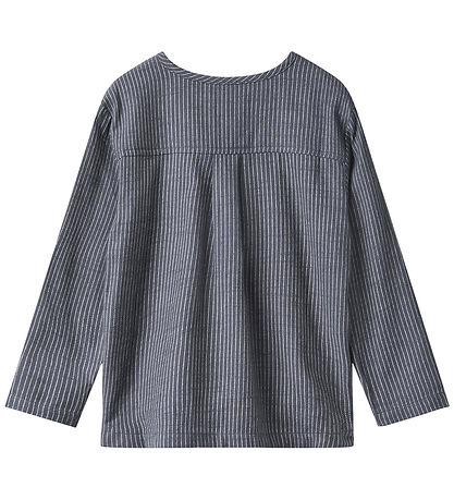 Wheat Skjorte - Bjørk - Greyblue Slub Stripe