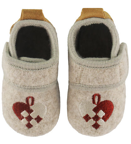 Mikk-Line Hjemmesko - Prewalker Uld - Christmas Heart