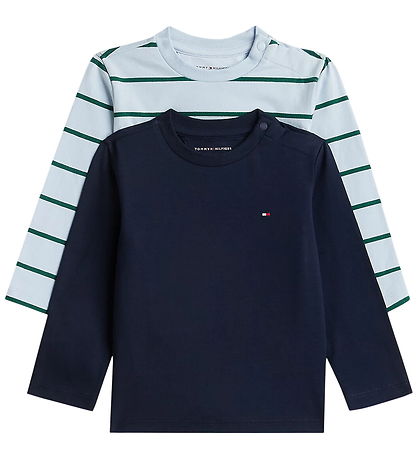 Tommy Hilfiger Bluser - 2-pak - Sky Blue Stripes