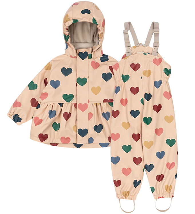 Konges Sløjd Regntøj m/u Seler/Fleece - PU - Rainy Palme - Bon C