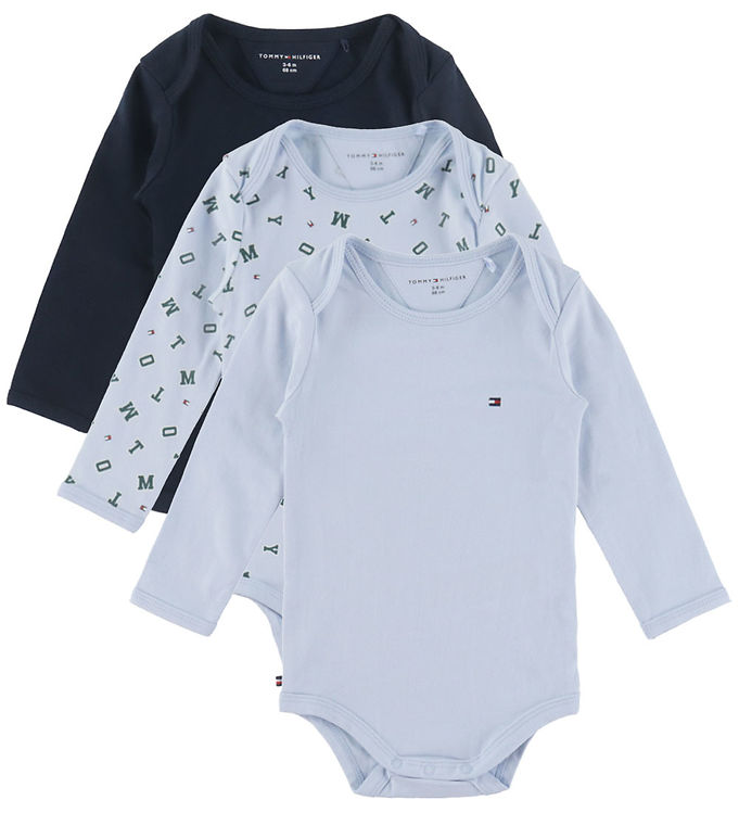 Tommy Hilfiger Bodyer l/æ - 3-pak - Sky Blue Stripes