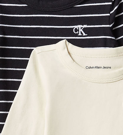 Calvin Klein Body l/æ - 2-pak - Monogram - Turtledove/Black Stri