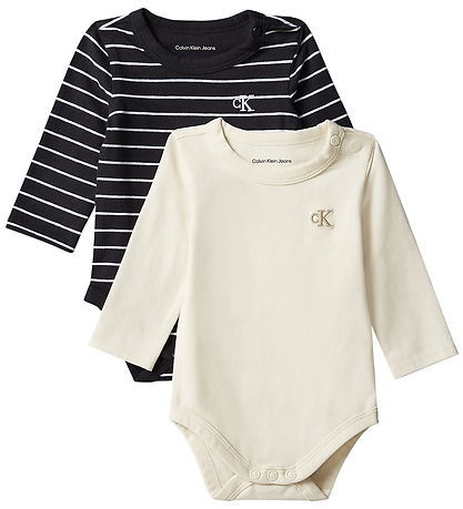 Calvin Klein Body l/æ - 2-pak - Monogram - Turtledove/Black Stri
