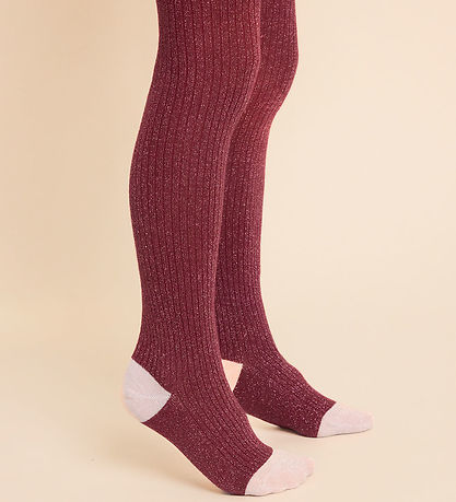 Flöss Strømpebukser - 2-pak - Vera - Cranberry/Pink Glitter