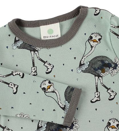 En Fant Blouse - Dusty Groen m. Struisvogels En Fant Blouse - Dusty Groen m. Struisvogels