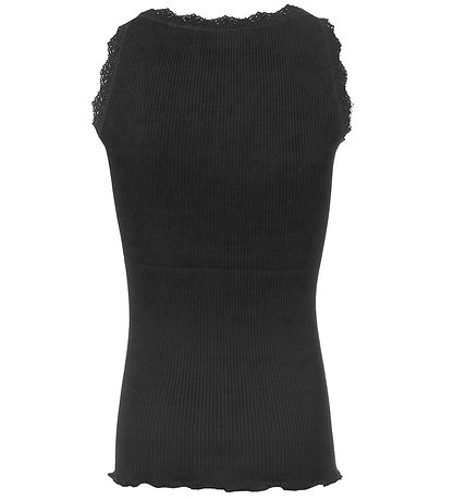 Top Rosemunde - Longue - Soie/Coton - Noir av. Dentelle