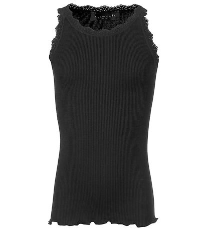 Top Rosemunde - Longue - Soie/Coton - Noir av. Dentelle