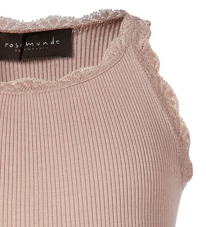 Rosemunde Top - Long - Silk/Cotton - Powder Rose w. Lace