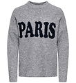 Kids Only Bluse - Strik - KogJerico - Grey Melange/PARIS/Dark Na