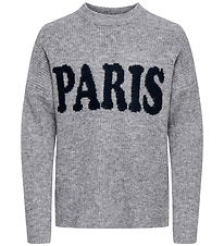 Kids Only Bluse - Strik - KogJerico - Grey Melange/PARIS/Dark Na