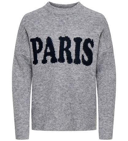 Kids Only Bluse - Strik - KogJerico - Grey Melange/PARIS/Dark Na
