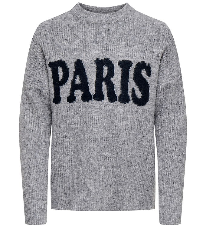 Kids Only Bluse - Strik - KogJerico - Grey Melange/PARIS/Dark Na