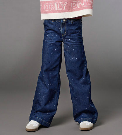 Kids Only Jeans - KogComet - Wide - Dark Blue Denim/RHINESTONES