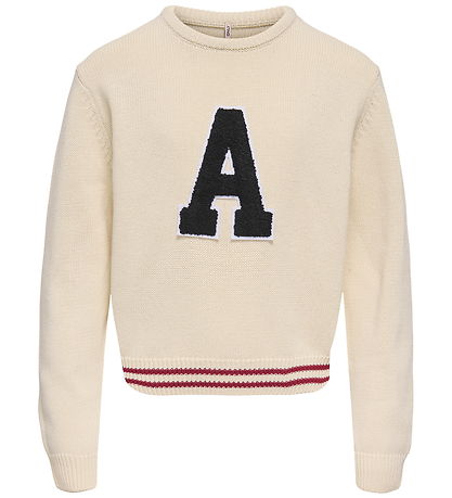 Kids Only Bluse - KogJenny - Strik - Birch/Letter A