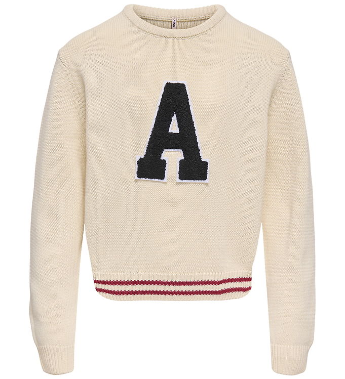Kids Only Bluse - KogJenny - Strik - Birch/Letter A
