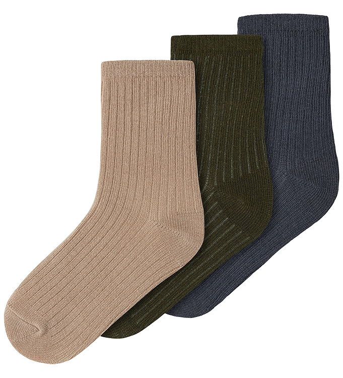 Name It Strømper - 3-pak - NmmNobbu - Olive Night/Ombre Blue + S