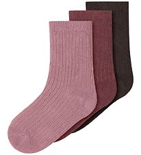 Name It Strømper - 3-pak - NmfNobba - Wild Ginger/Lilas + Chocol