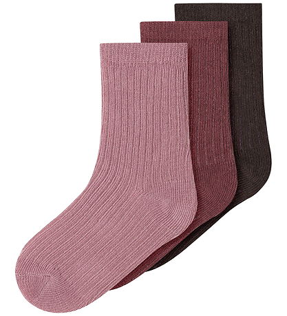 Name It Strømper - 3-pak - NmfNobba - Wild Ginger/Lilas + Chocol