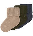 Name It Strømper - 3-pak - NbmNobbu - Sesame/Ombre Blue + Olive 