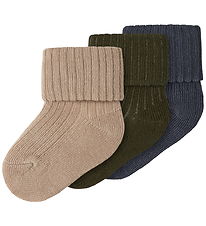 Name It Socks - 3-Pack - NbmNobbu - Sesame/Ombre Blue + Olive