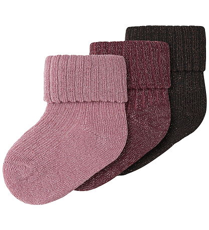 Name It Strømper - 3-pak - NbfNobba - Glitter - Lilas/Wild Ginge
