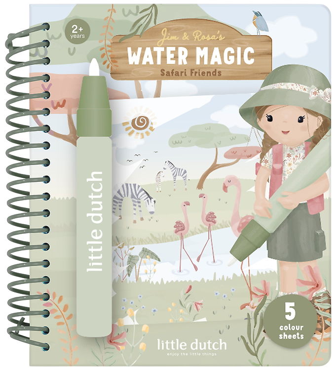 Little Dutch Malebog - Magic Water - Rosa- Safari Friends billede