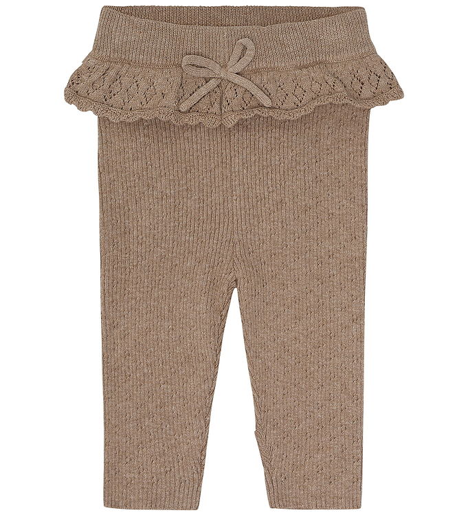Hust and Claire Leggings - Rib - Strik - HCLisa - Biscuit m. Hul