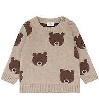 Hust and Claire Bluse - Strik - HcPilou Bear - Beige Melange