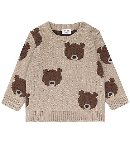 Hust and Claire Bluse - Strik - HcPilou Bear - Beige Melange
