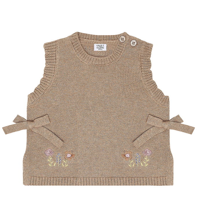 Hust and Claire Vest - Strik - HcNadina - Biscuit m. Blomster