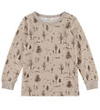 Joha Bluse - Uld/Viskose - Beige m. Træer