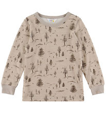 Joha Bluse - Uld/Viskose - Beige m. Træer