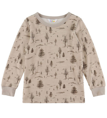 Joha Bluse - Uld/Viskose - Beige m. Træer
