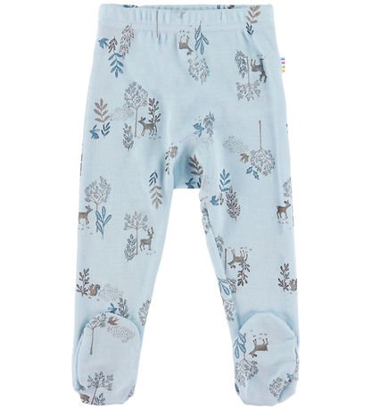 Joha Leggings m. Fødder - Uld/Silke - Blå m. Natur