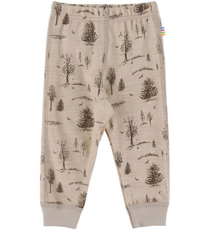Joha Leggings - Uld/Viskose - Beige m. Træer