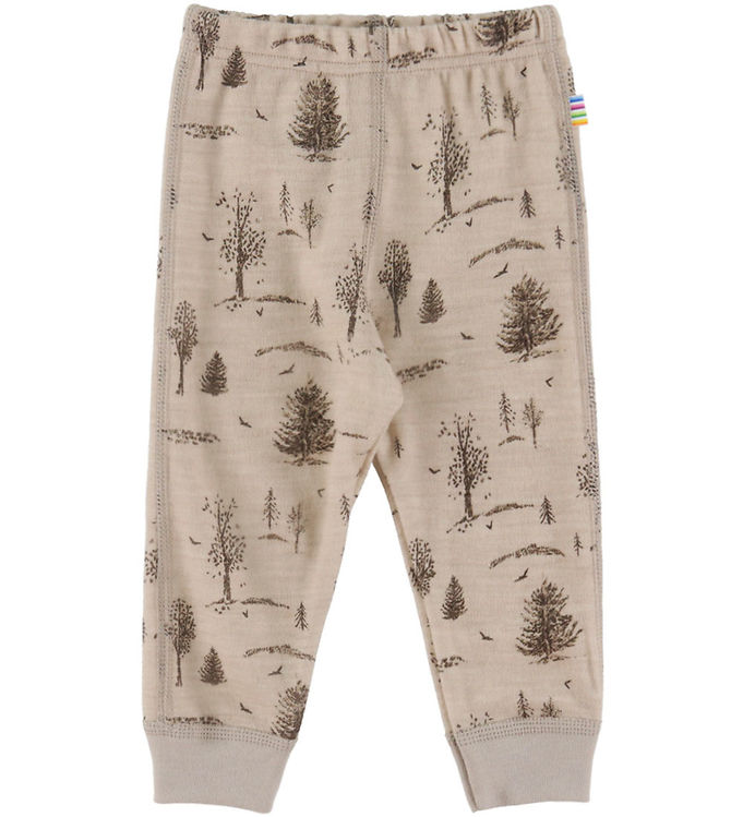 Joha Leggings - Uld/Viskose - Beige m. Træer