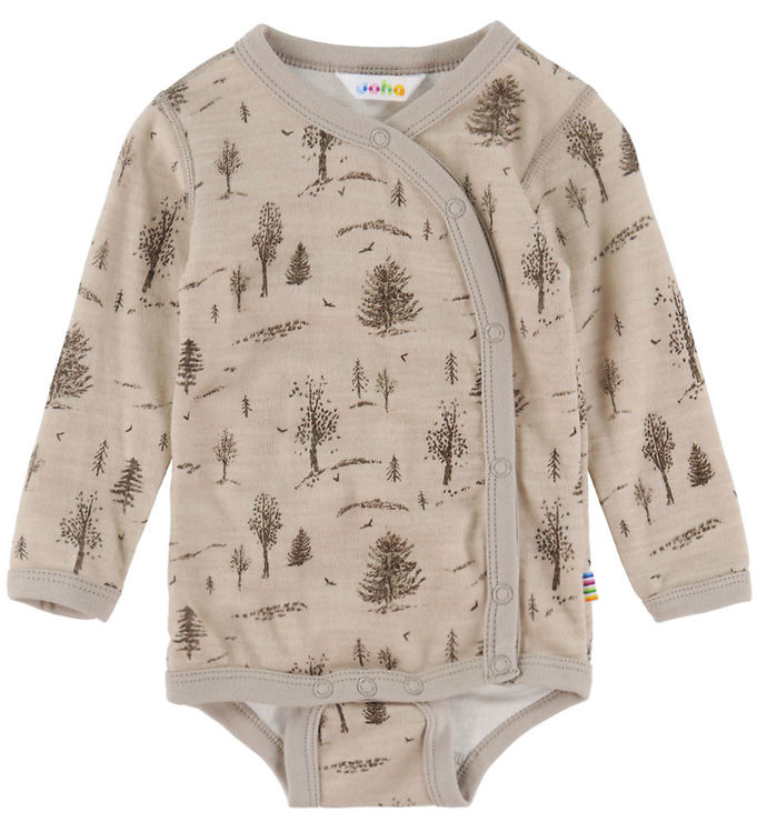 Joha Slå-om Body l/æ - Uld/Viskose - Beige m. Træer