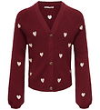 Kids Only Cardigan - KogDana - Vneck - Cabernet/EMB Tofu/Hearts